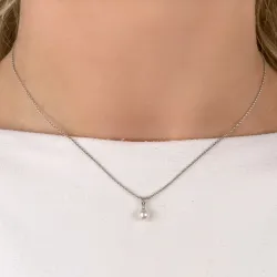 perle diamantvedhæng i 14 karat hvidguld 0,01 ct