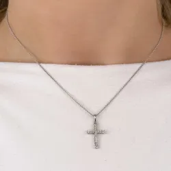 kors diamantvedhæng i 14 karat hvidguld 0,28 ct