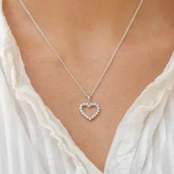 Hjerte diamantvedhæng i 14 karat hvidguld 0,39 ct