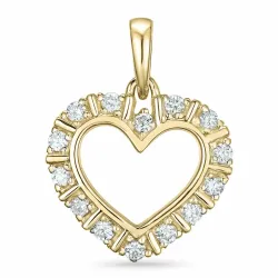 hjerte diamant vedhæng i 14 karat guld 0,26 ct
