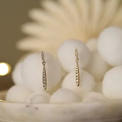 lange diamant øreringe i 14 karat guld med diamant 