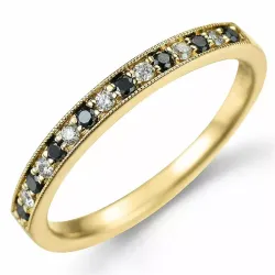 sort alliancering i 14 karat guld 0,09 ct 0,10 ct