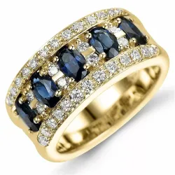 safir diamantring i 14 karat guld 0,49 ct 1,75 ct