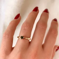 0,20 ct sort diamant solitairering i 14 karat guld 0,21 ct