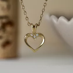 hjerte diamant vedhæng i 14 karat guld 0,02 ct