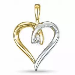 hjerte diamant vedhæng i 14 karat guld.- og hvidguld 0,04 ct