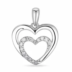 hjerte brillant vedhæng i 14 karat hvidguld 0,12 ct