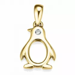 pingvin diamant guldvedhæng i 14 karat guld 0,01 ct