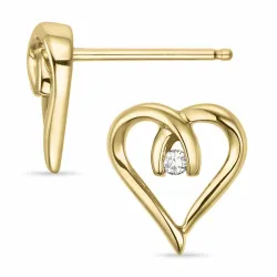 hjerte diamant ørestikker i 14 karat guld med diamant 