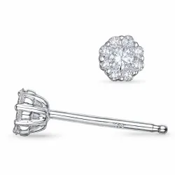 blomster diamant ørestikker i 14 karat hvidguld med diamant 
