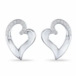 Hjerte diamant ørestikker i 14 karat hvidguld med diamanter 