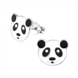 Små panda øreringe i sølv