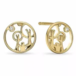 Red Barnet diamant ørestikker i forgyldt sølv med diamant