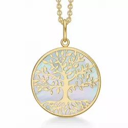 Støvring Design livets træ Halskæde med vedhæng i 8 karat guld med forgyldt sølvhalskæde