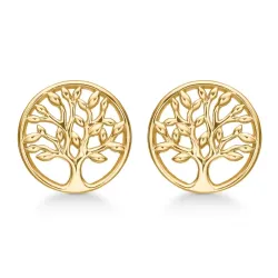 12 mm Støvring Design livets træ øreringe i forgyldt sølv
