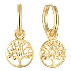 Støvring Design livets træ creoler i forgyldt sølv