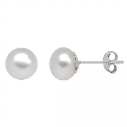 8 mm Støvring Design hvide perle øreringe i sølv