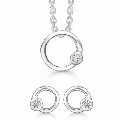 Støvring Design rund smykkesæt i sølv hvide zirkoner