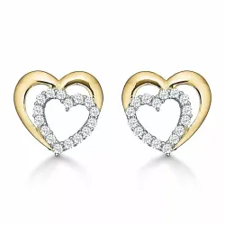 Støvring Design hjerte øreringe i 14 karat guld hvid zirkon