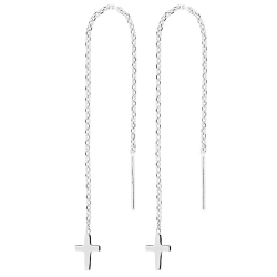 lange Siersbøl kors kæde øreringe i rhodineret sølv