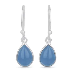 dråbeformet blå calcedon øreringe i sølv - Loom Stones