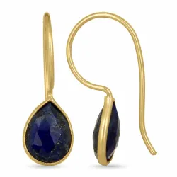 lange dråbe øreringe i forgyldt sølv - Loom Stones