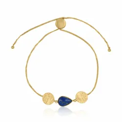 lapis lazuli armbånd i forgyldt sølv med vedhæng i forgyldt sølv