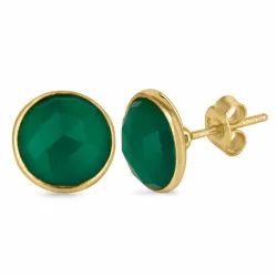 grønne onyks ørestikker i forgyldt sølv - Loom Stones