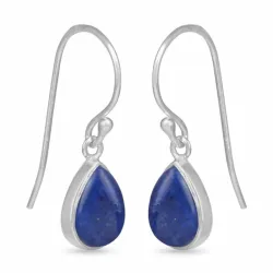 lange dråbe lapis lazuli øreringe i sølv - Loom Stones
