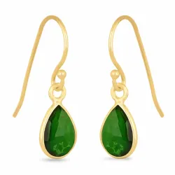 lange dråbe øreringe i forgyldt sølv - Loom Stones