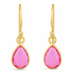 lange dråbe øreringe i forgyldt sølv - Loom Stones