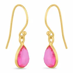 lange dråbe øreringe i forgyldt sølv - Loom Stones