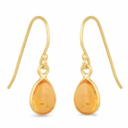 lange rav øreringe i forgyldt sølv - Loom Stones