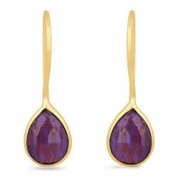 ametyst øreringe i forgyldt sølv - Loom Stones