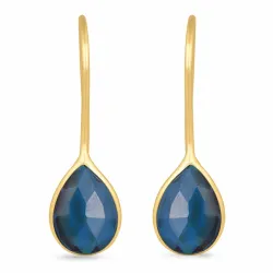 blå topas øreringe i forgyldt sølv - Loom Stones