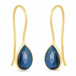 blå topas øreringe i forgyldt sølv - Loom Stones