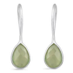 grønne calcedon øreringe i sølv - Loom Stones