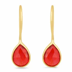 granat øreringe i forgyldt sølv - Loom Stones