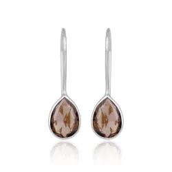 røgfarvet kvarts øreringe i sølv - Loom Stones
