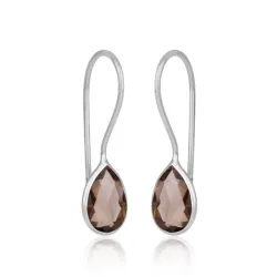 røgfarvet kvarts øreringe i sølv - Loom Stones
