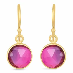 lange rund ametyst øreringe i forgyldt sølv - Loom Stones