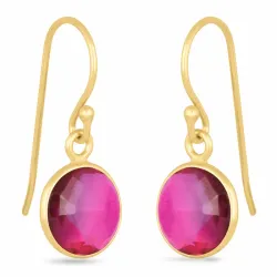 lange rund ametyst øreringe i forgyldt sølv - Loom Stones