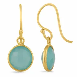 grønne calcedon øreringe i forgyldt sølv - Loom Stones
