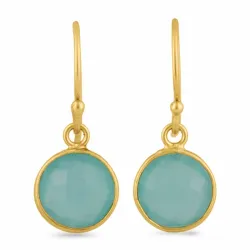 grønne calcedon øreringe i forgyldt sølv - Loom Stones