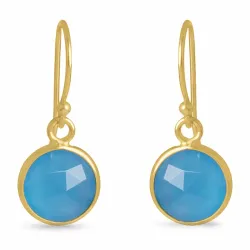 blå calcedon øreringe i forgyldt sølv - Loom Stones