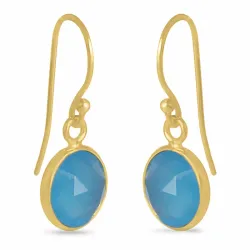 blå calcedon øreringe i forgyldt sølv - Loom Stones