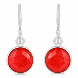 rund granat øreringe i sølv - Loom Stones