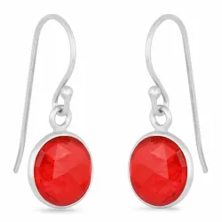 rund granat øreringe i sølv - Loom Stones