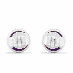 matte runde lilla ametyst ørestikker i sølv - Loom Stones