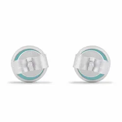 matte runde blå calcedon ørestikker i sølv - Loom Stones